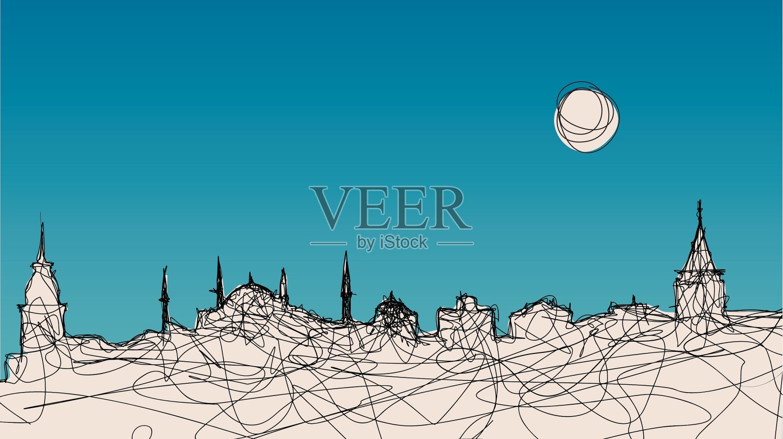 伊斯坦布尔的轮廓插画图片素材