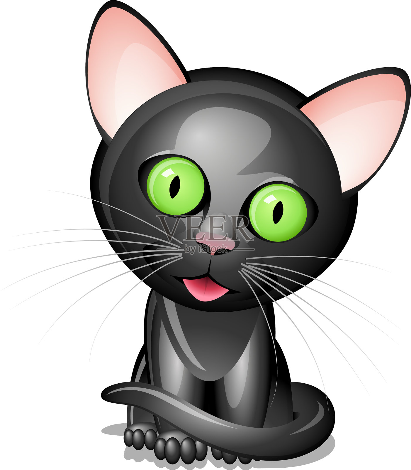 黑色的猫插画图片素材