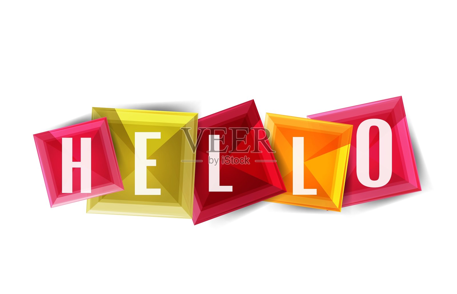 你好字按钮横幅或正方形设计元素图片