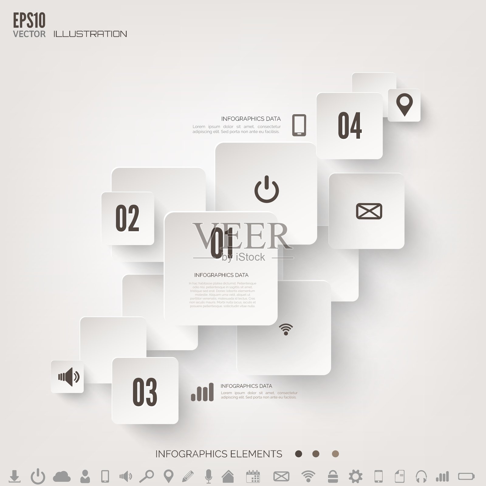 云计算背景与web图标社交插画图片素材