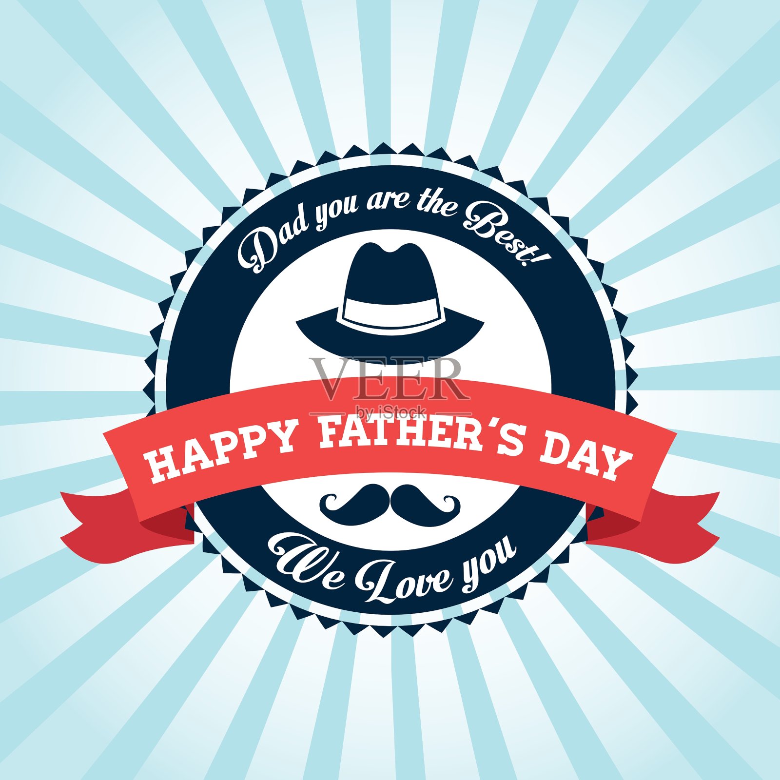 设计复古图标父亲节快乐插画图片素材