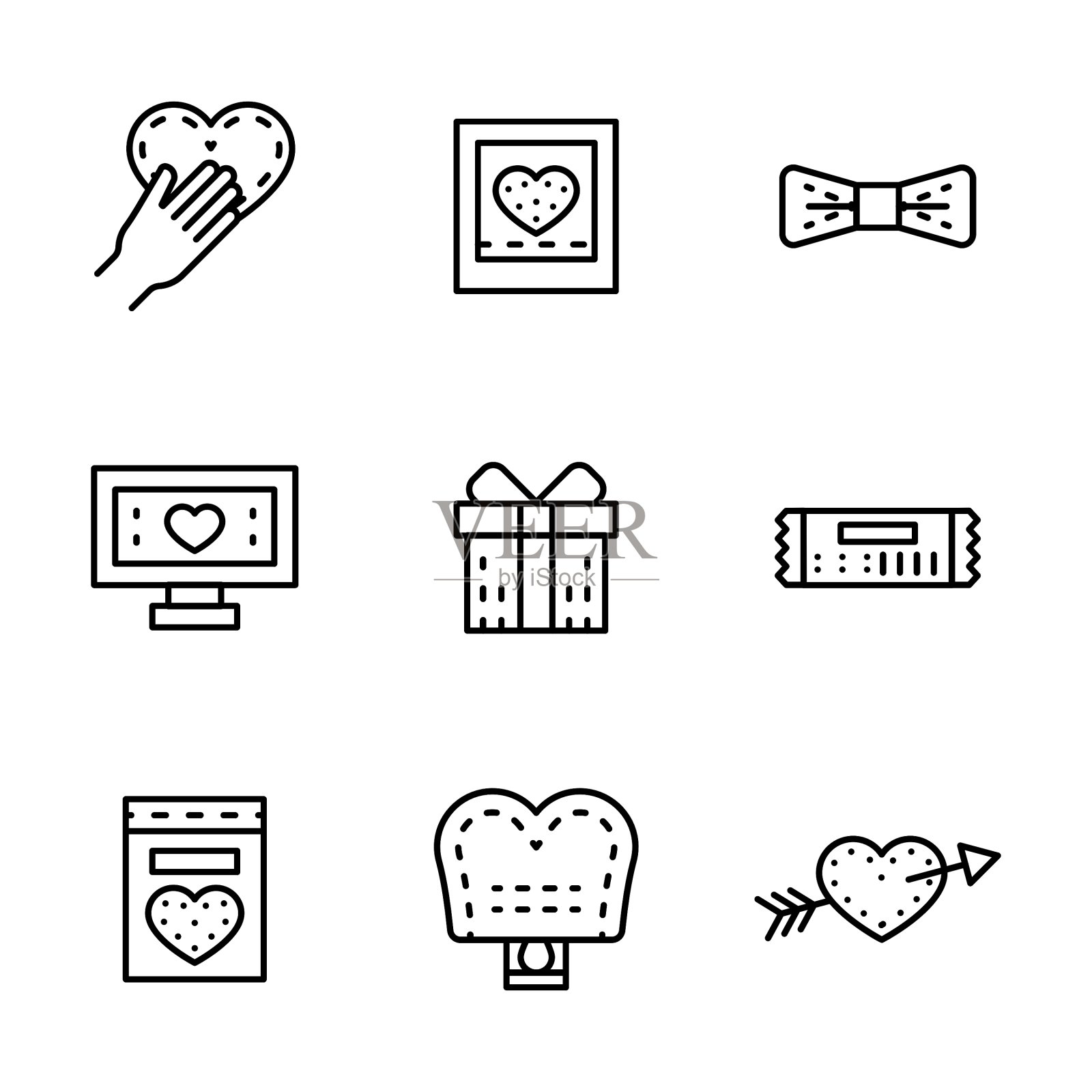 黑色线婚礼图标集图标素材