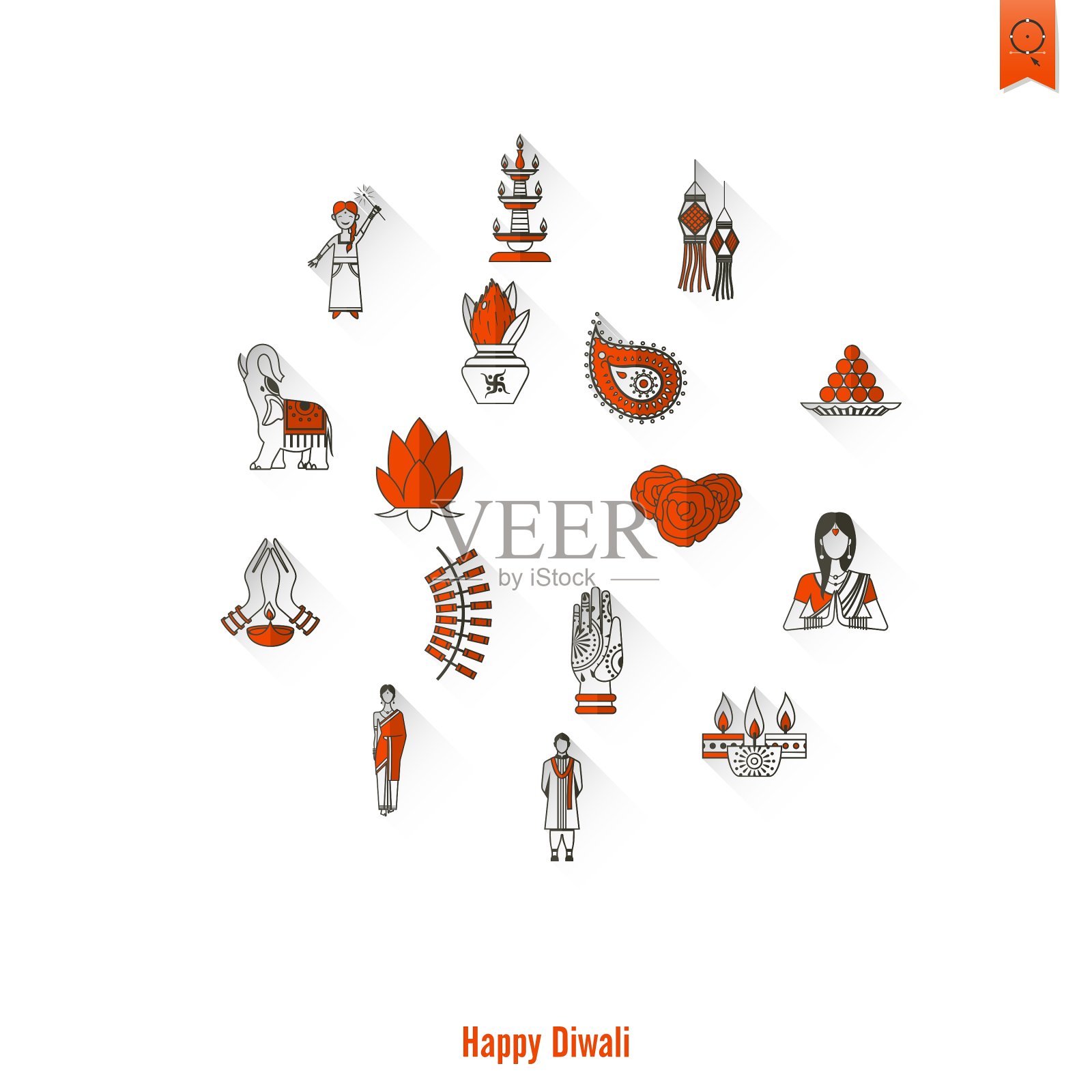 排灯节印度节日图标设计模板素材