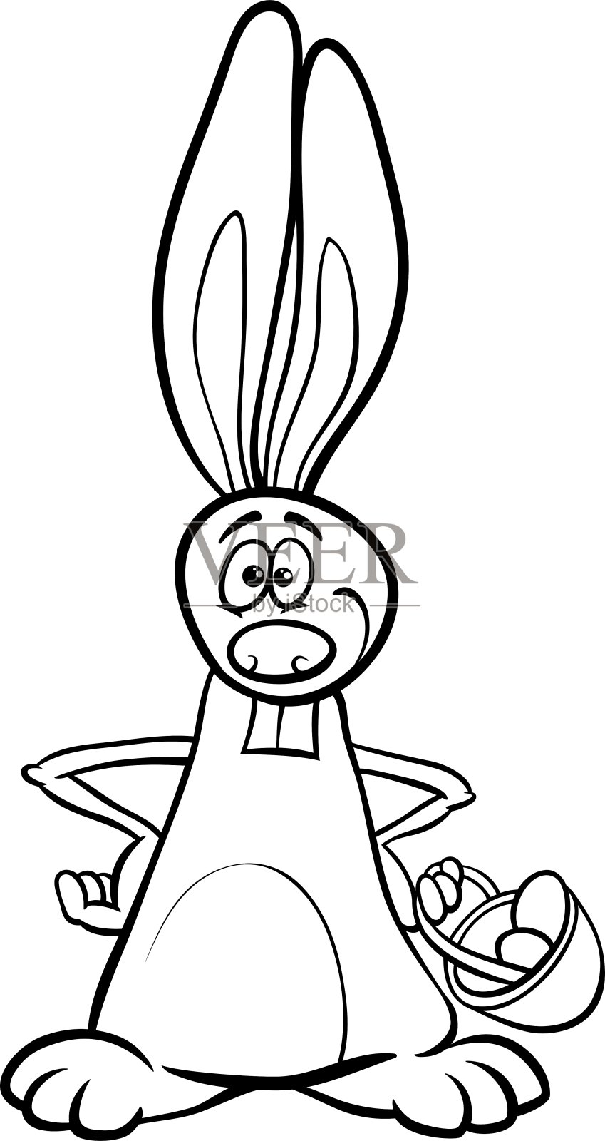 复活节兔子的涂色书设计元素图片