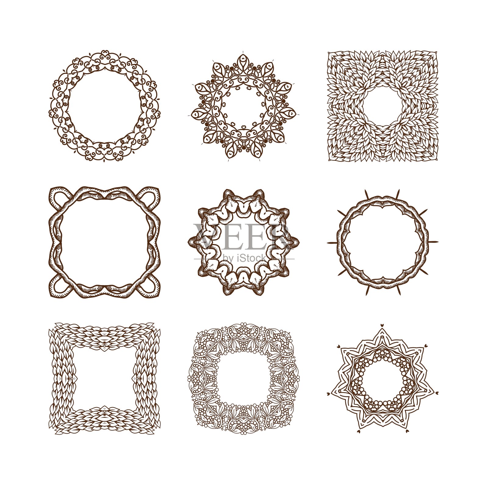 简单的线性字母组合插画图片素材