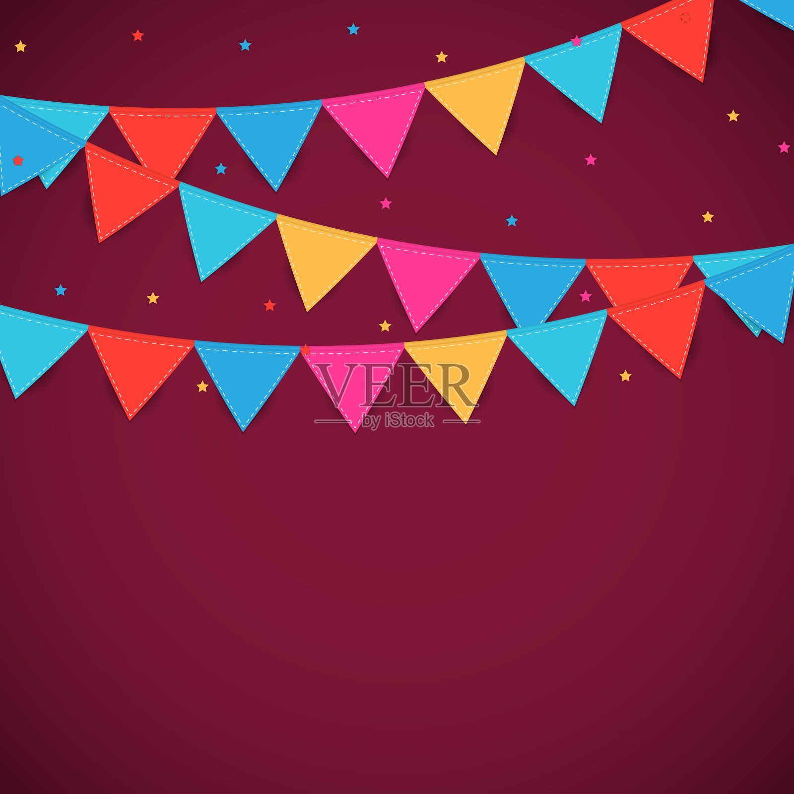 带有旗帜的派对背景插画图片素材