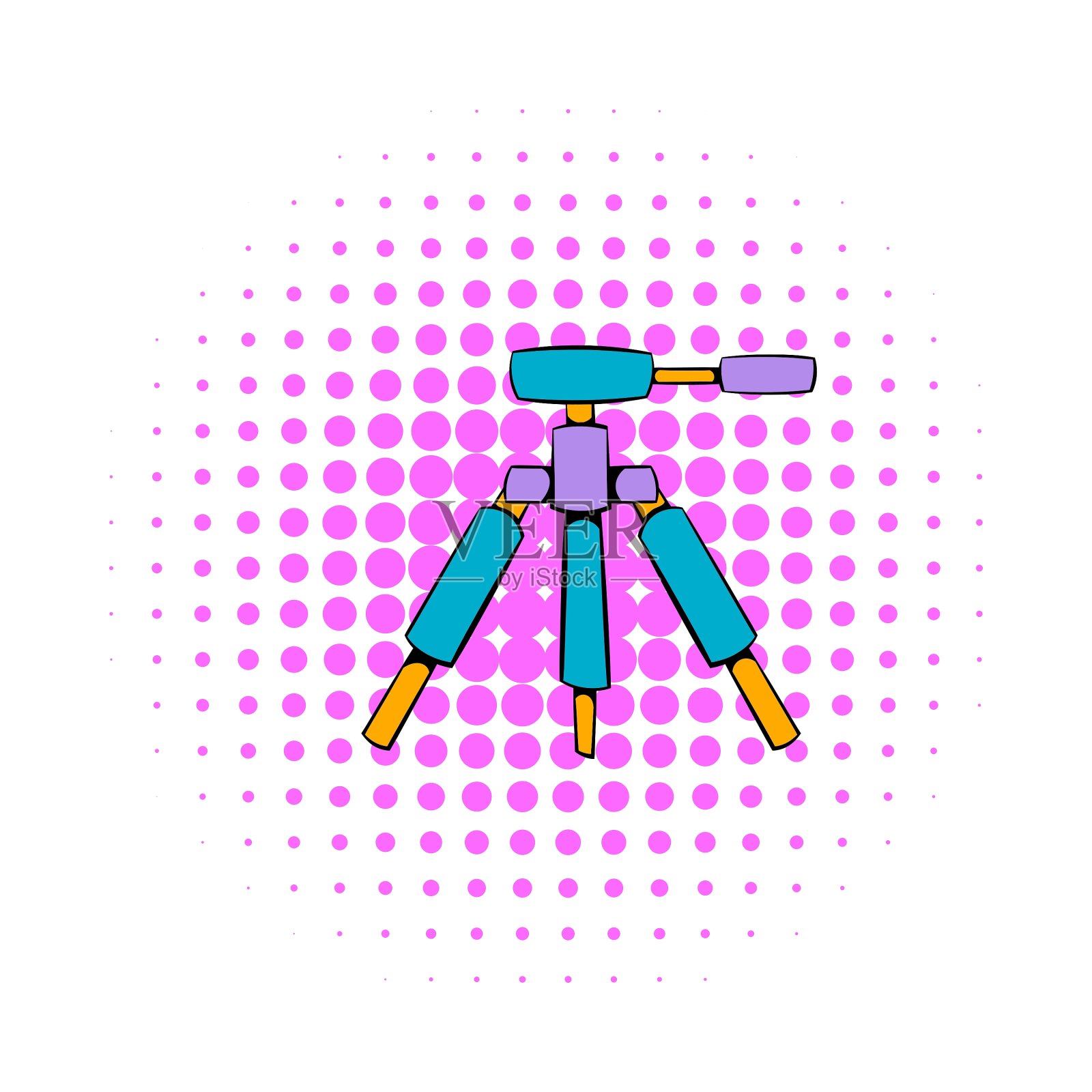 三脚架图标在漫画风格插画图片素材