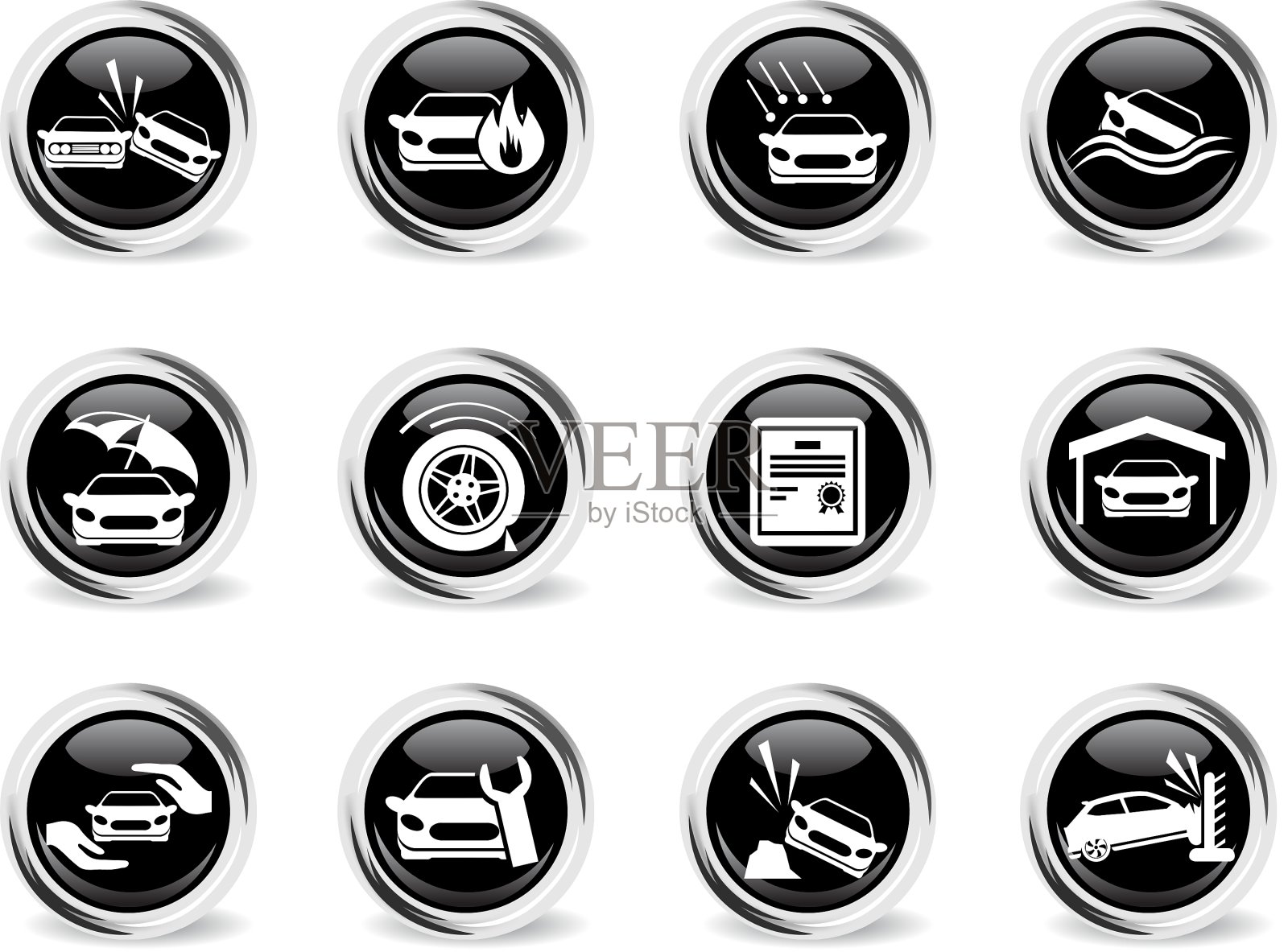 汽车保险图标集图标素材