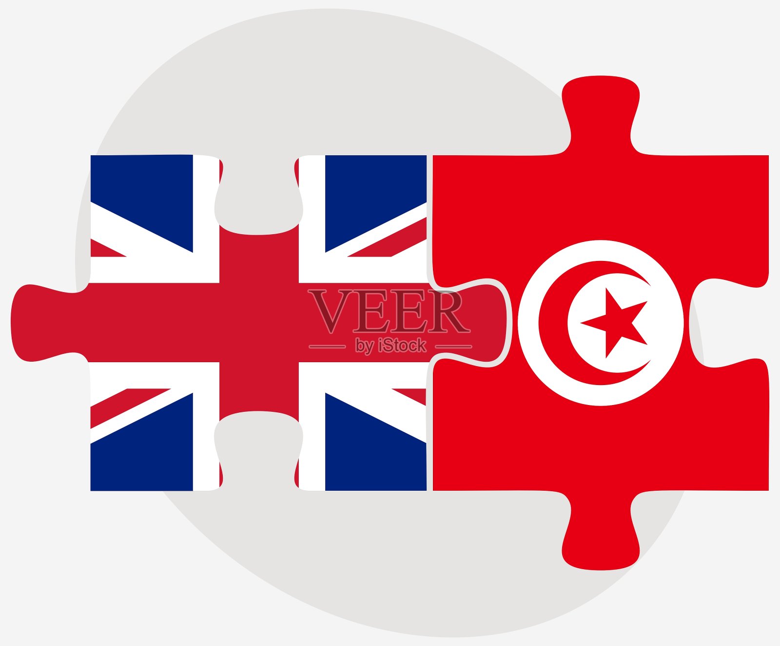 联合王国和突尼斯国旗插画图片素材
