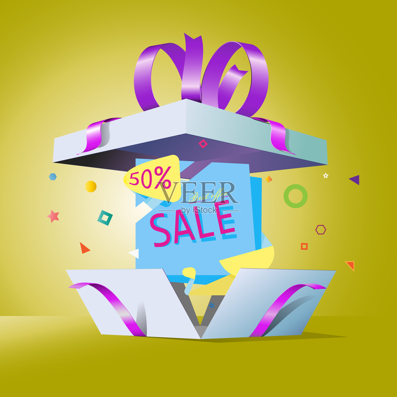 礼品盒内的特别优惠插画图片素材