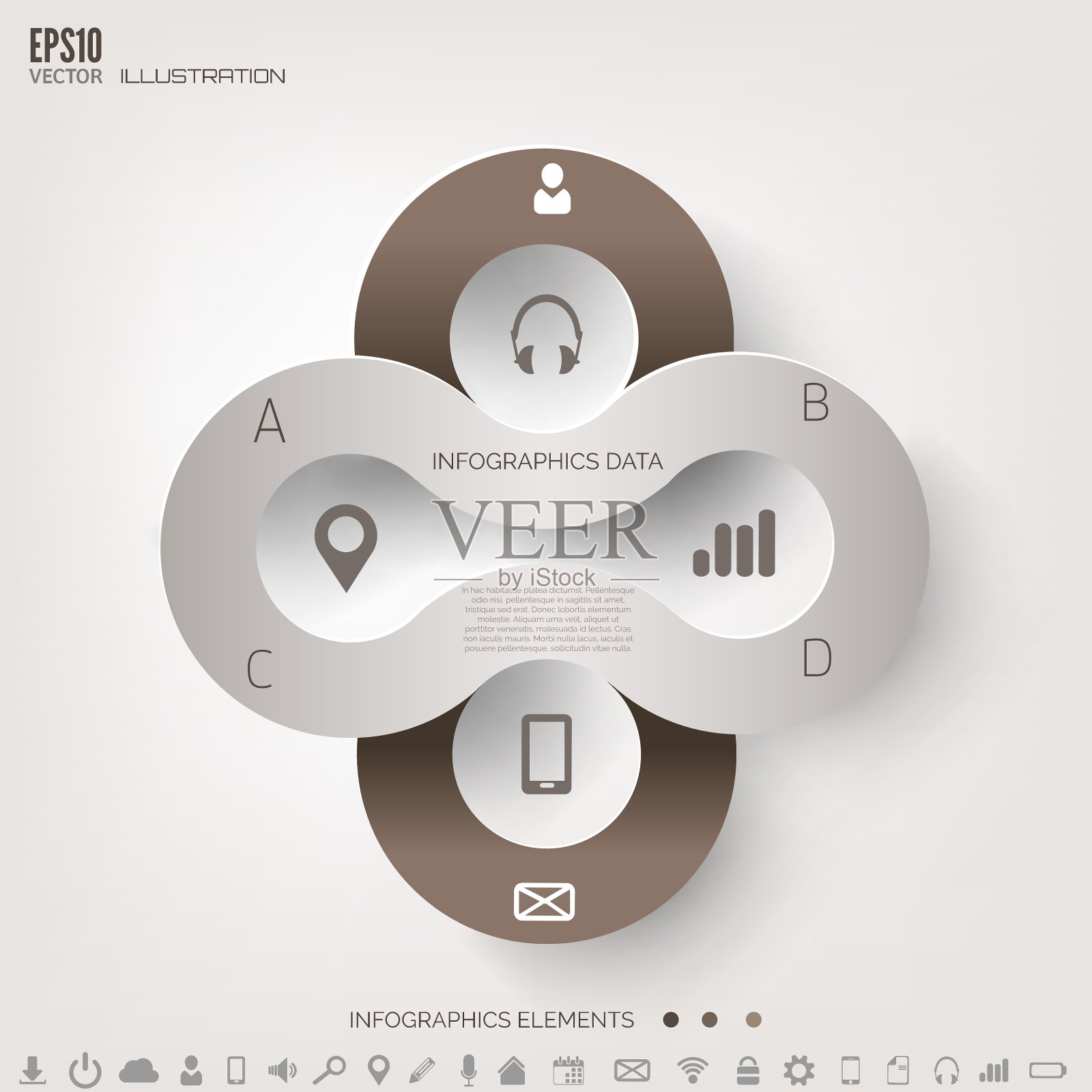 云计算背景与web图标社交插画图片素材