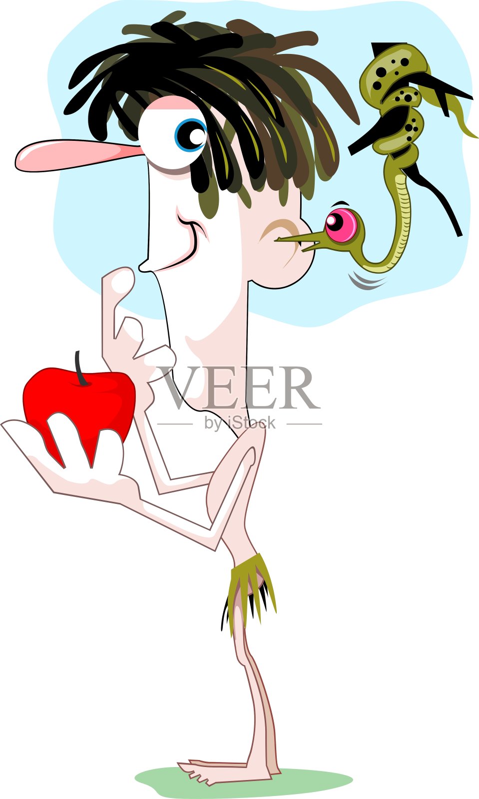 亚当和蛇插画图片素材