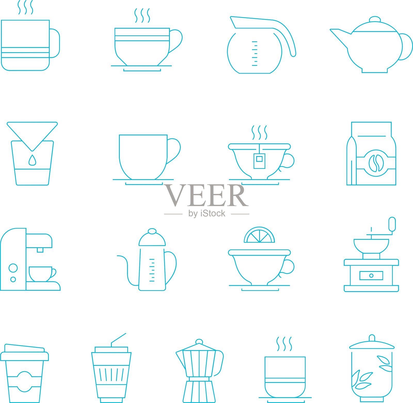 细线图标集-咖啡和茶图标素材
