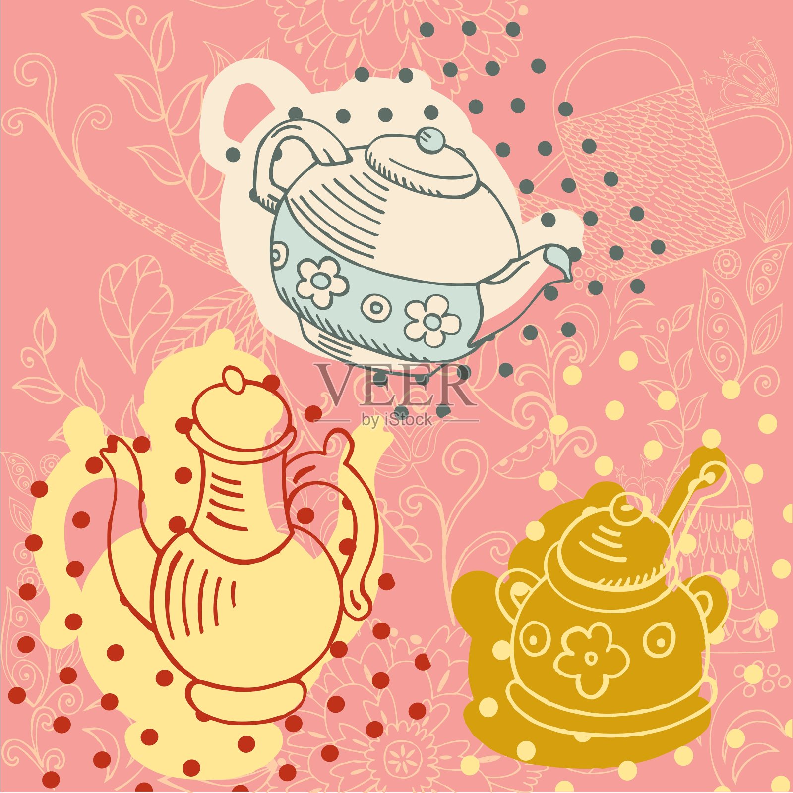 花茶壶插画图片素材