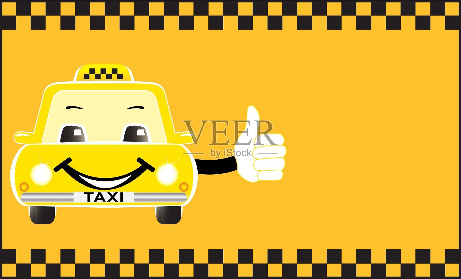 广告卡卡通出租车显示拇指向上插画图片素材