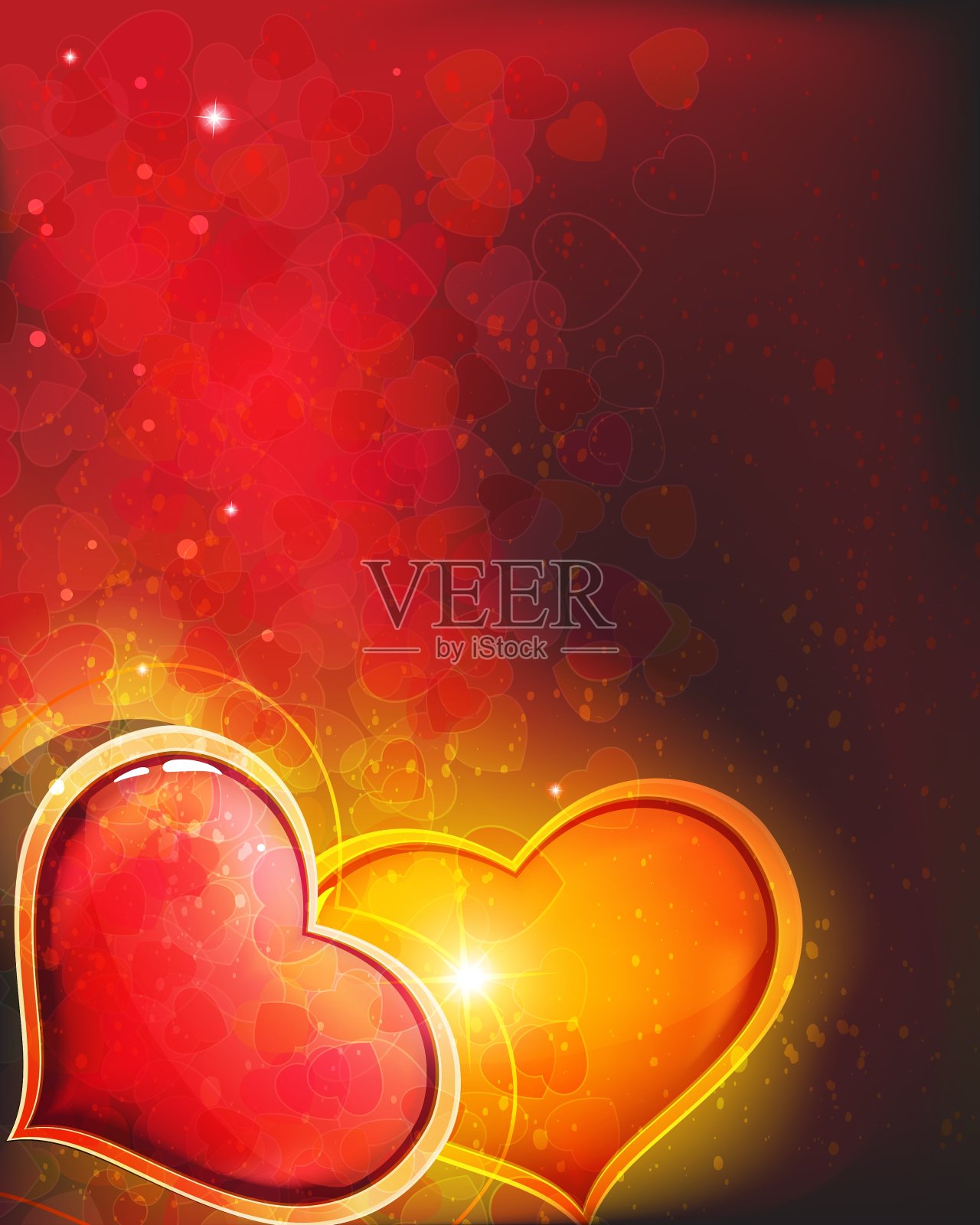 情人的心在红色的背景上插画图片素材