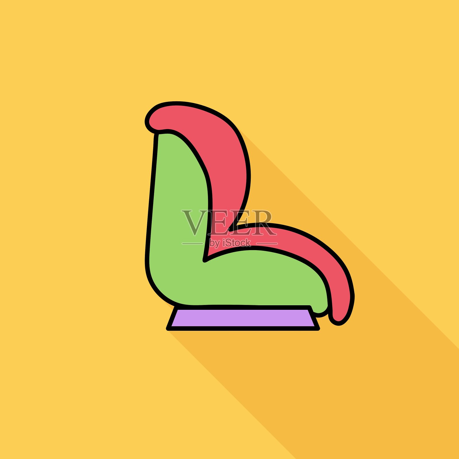 儿童汽车座椅平图标插画图片素材