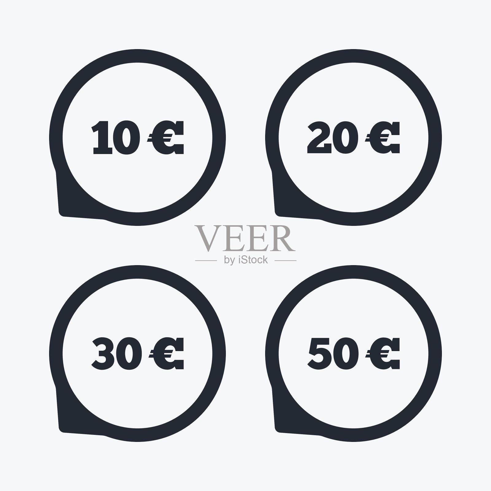 欧元货币图标10、20、50欧元图标素材