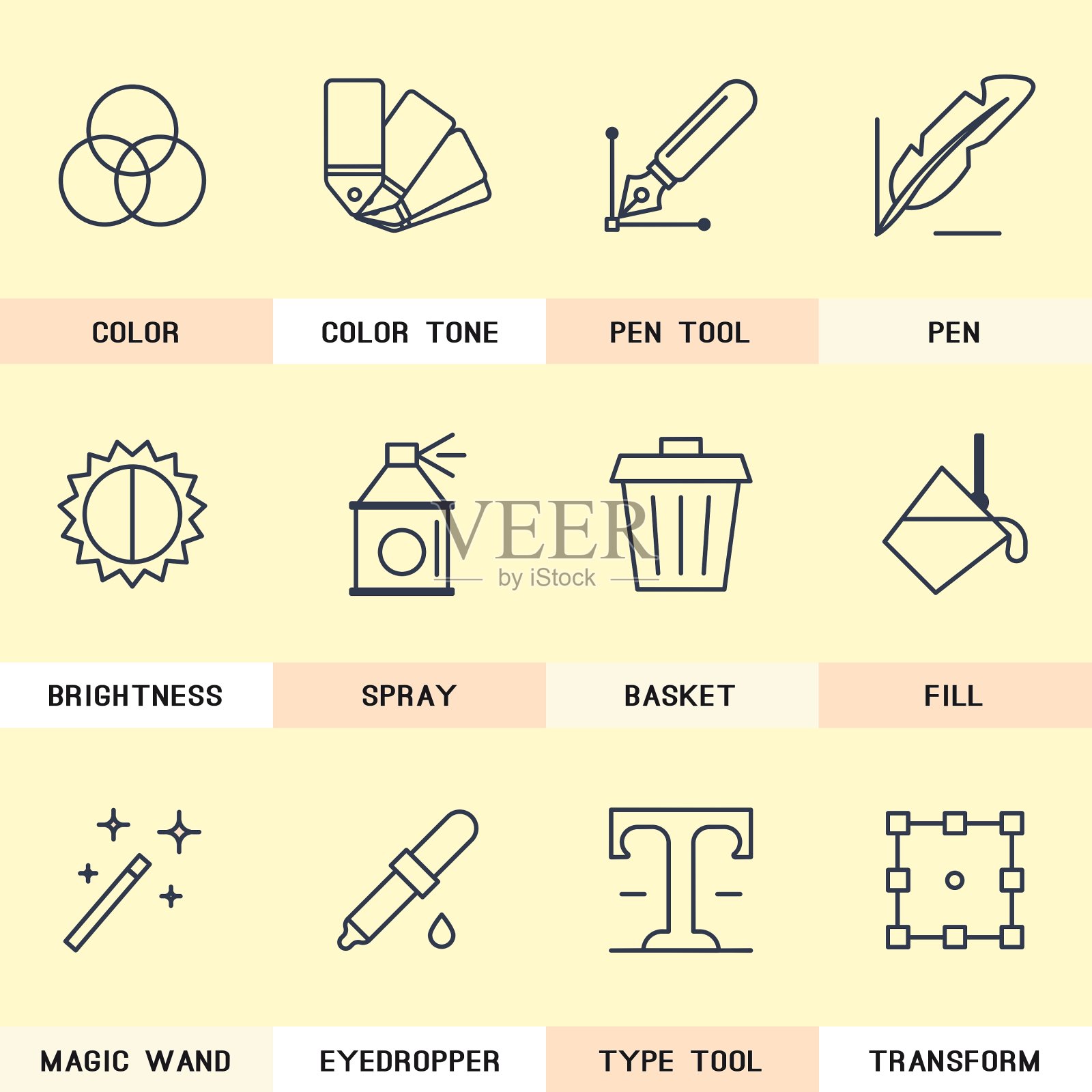 平面样式的线条图标集图标素材