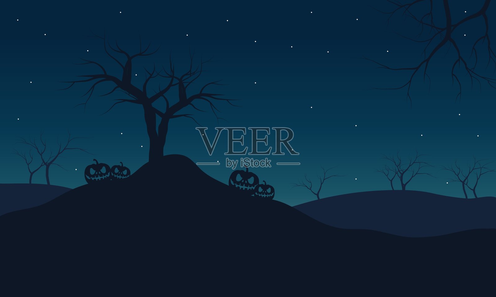 万圣节晚上的南瓜插画图片素材