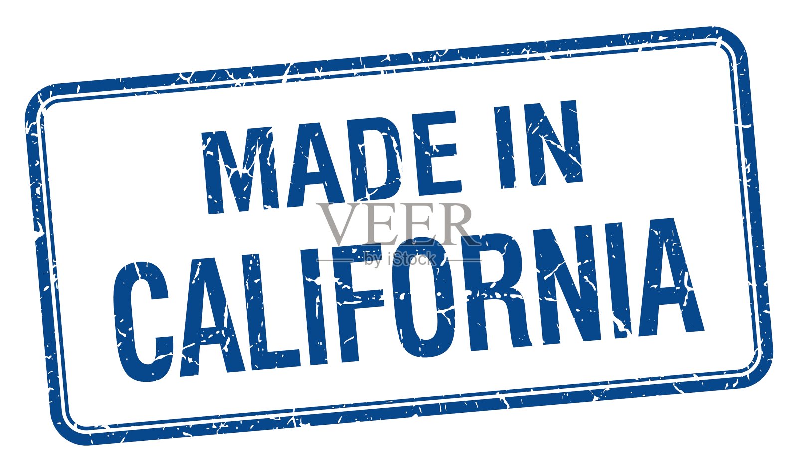 加州制造的蓝色方形孤立邮票插画图片素材