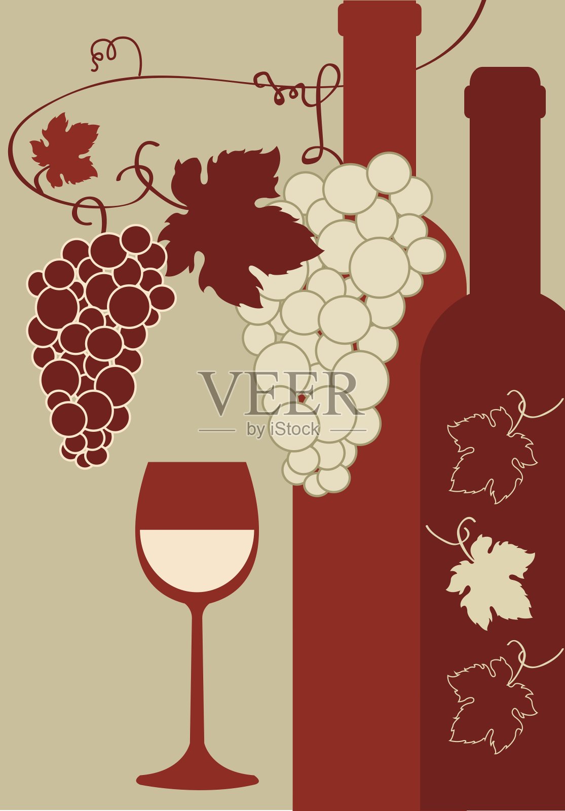 葡萄和葡萄酒插画图片素材
