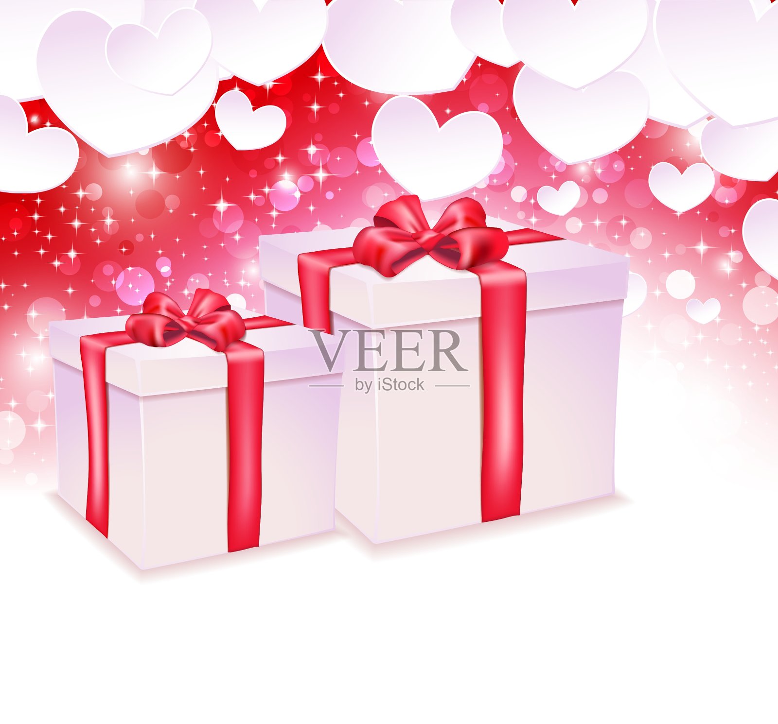 发光的背景与两个礼盒插画图片素材
