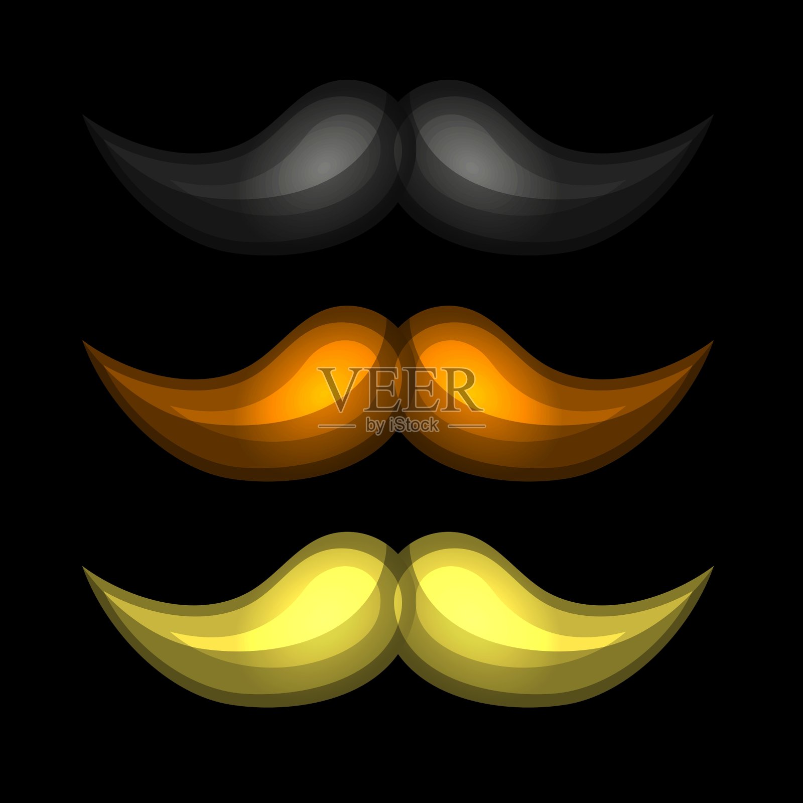 棕色，黑色和黄色孤立光滑的胡子插画图片素材