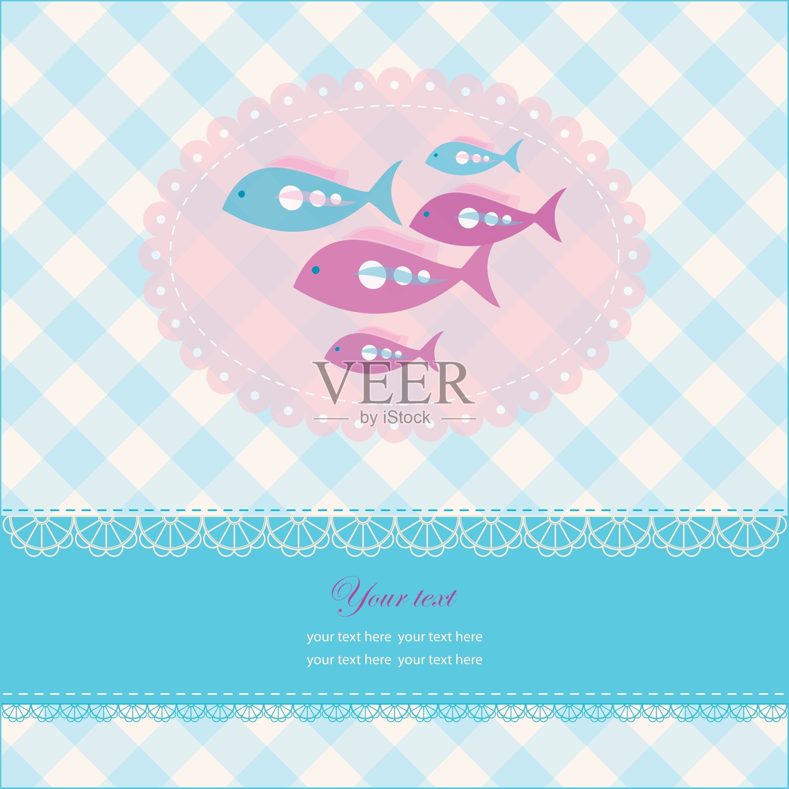 贺卡与复制空间和鱼设计模板素材