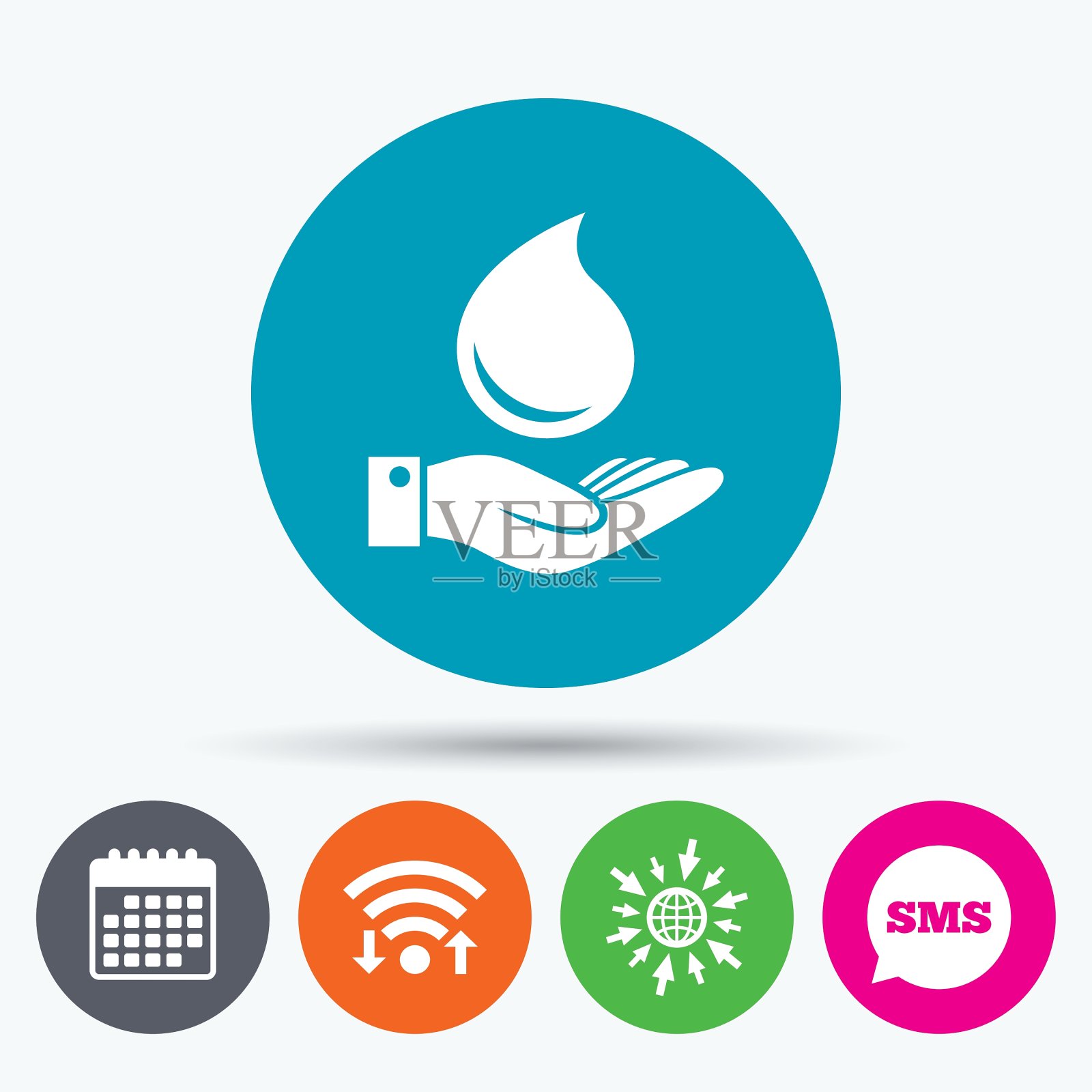 滴水和手记节约用水的象征插画图片素材