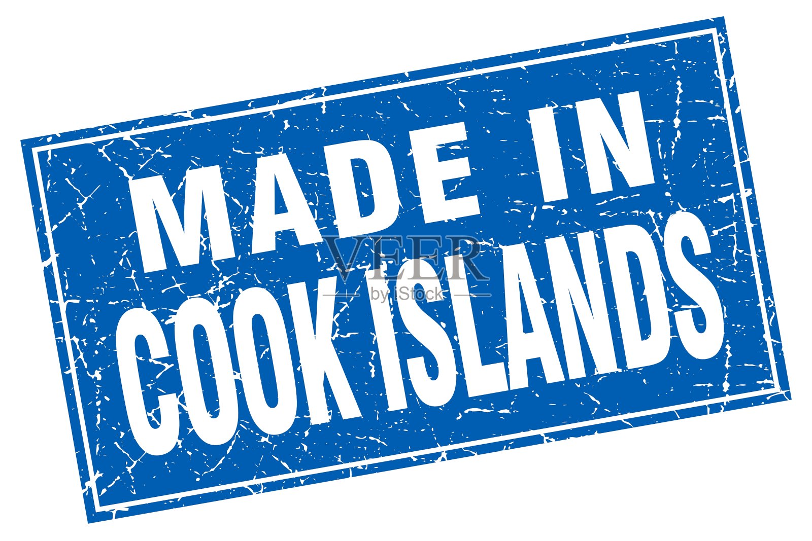 库克群岛蓝色方形垃圾邮票制作插画图片素材