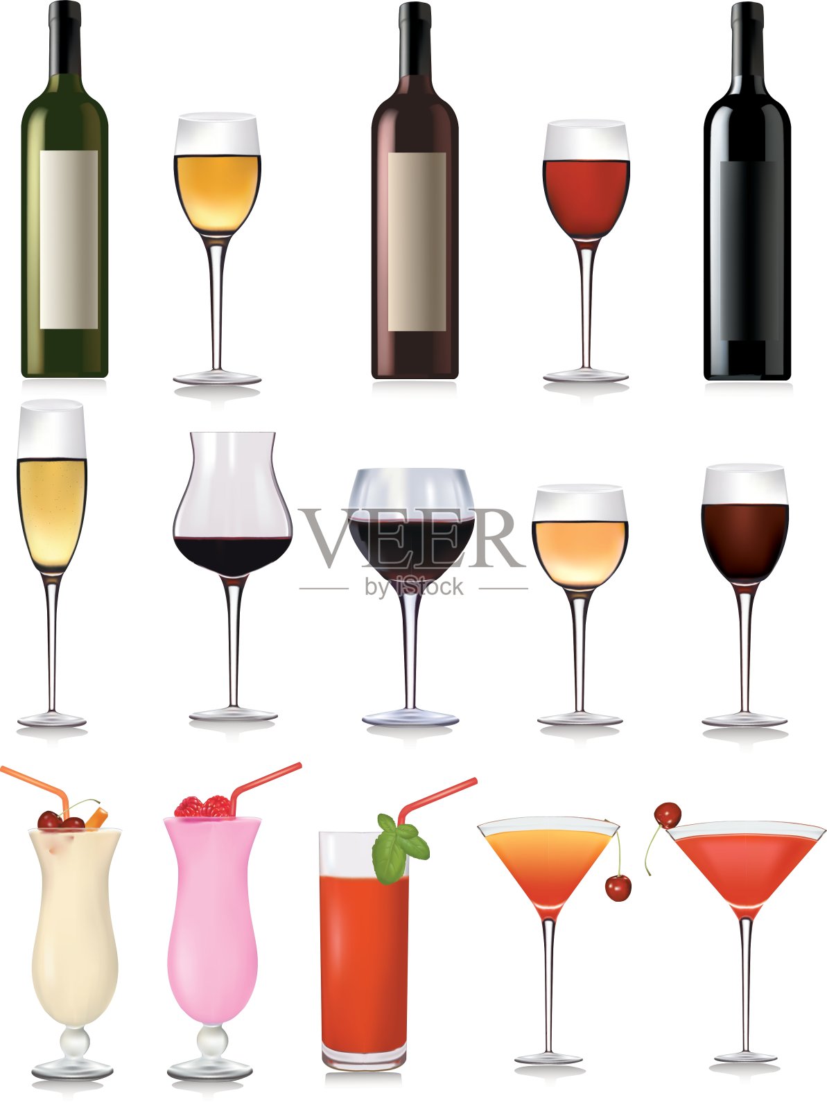 一杯红酒和一瓶插画图片素材