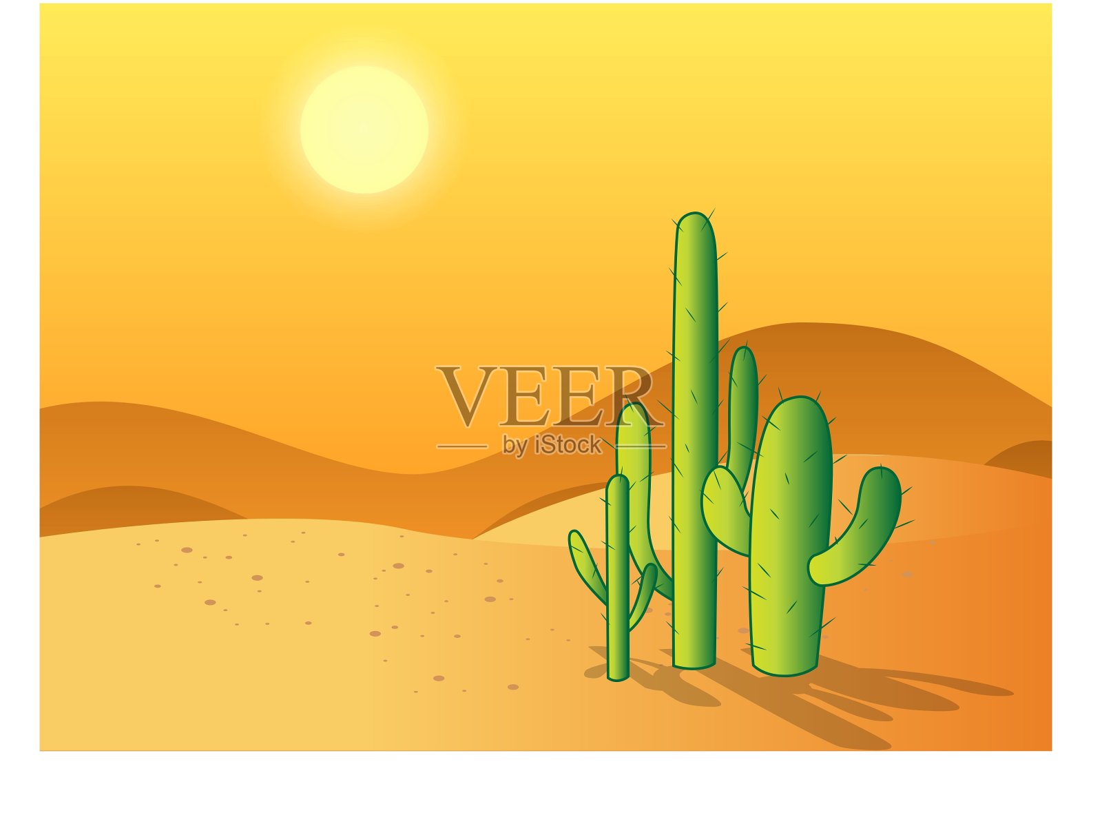 仙人掌在沙漠插画图片素材