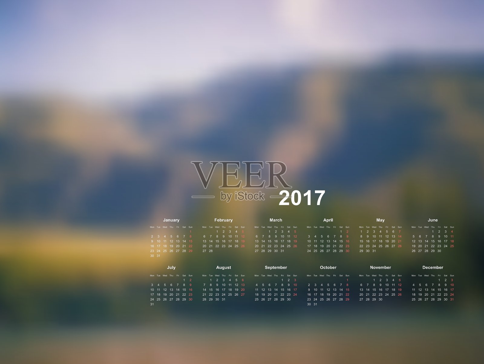 2017年日历月度插画图片素材