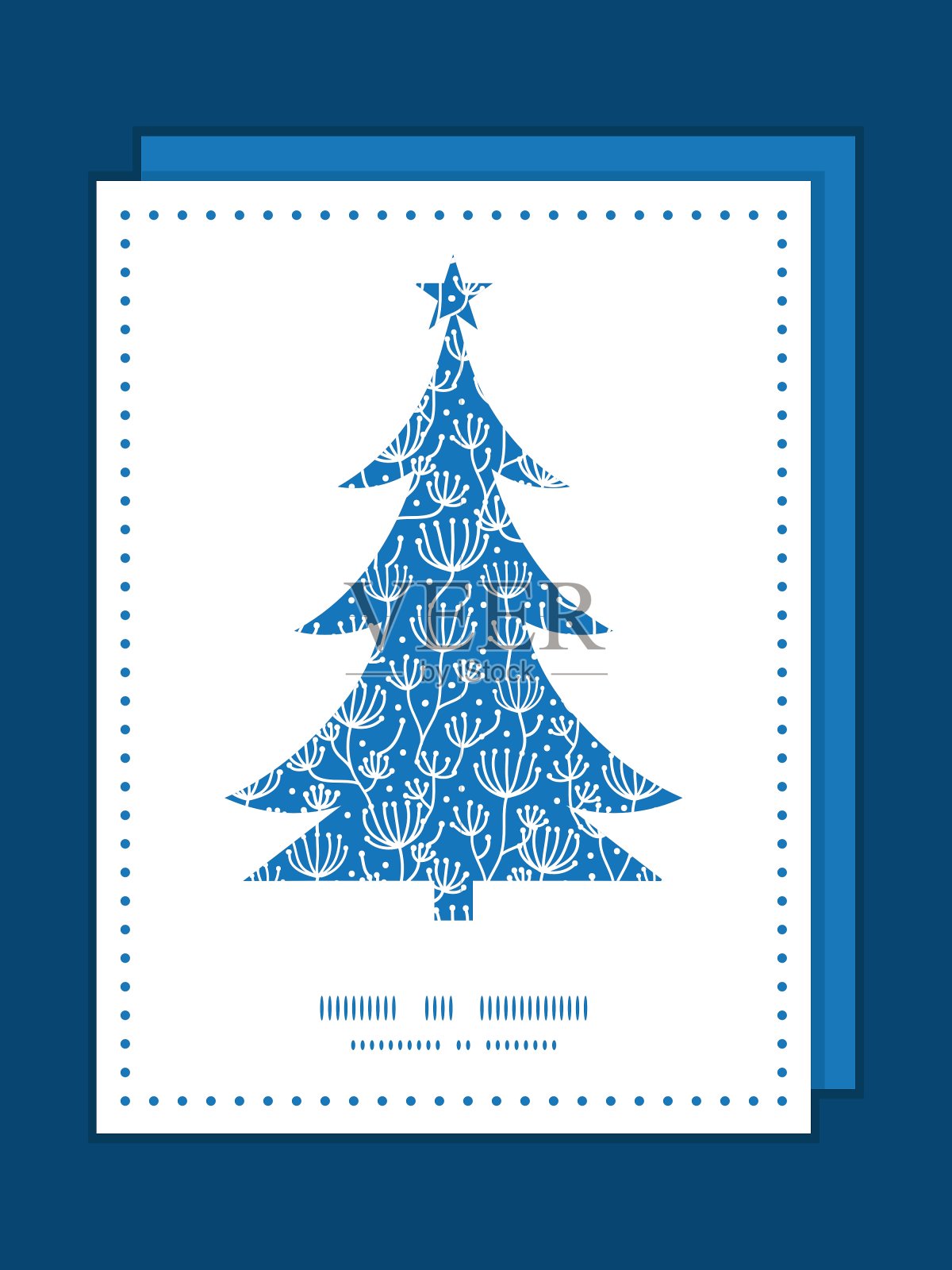 蓝白线艺术植物圣诞树设计模板素材