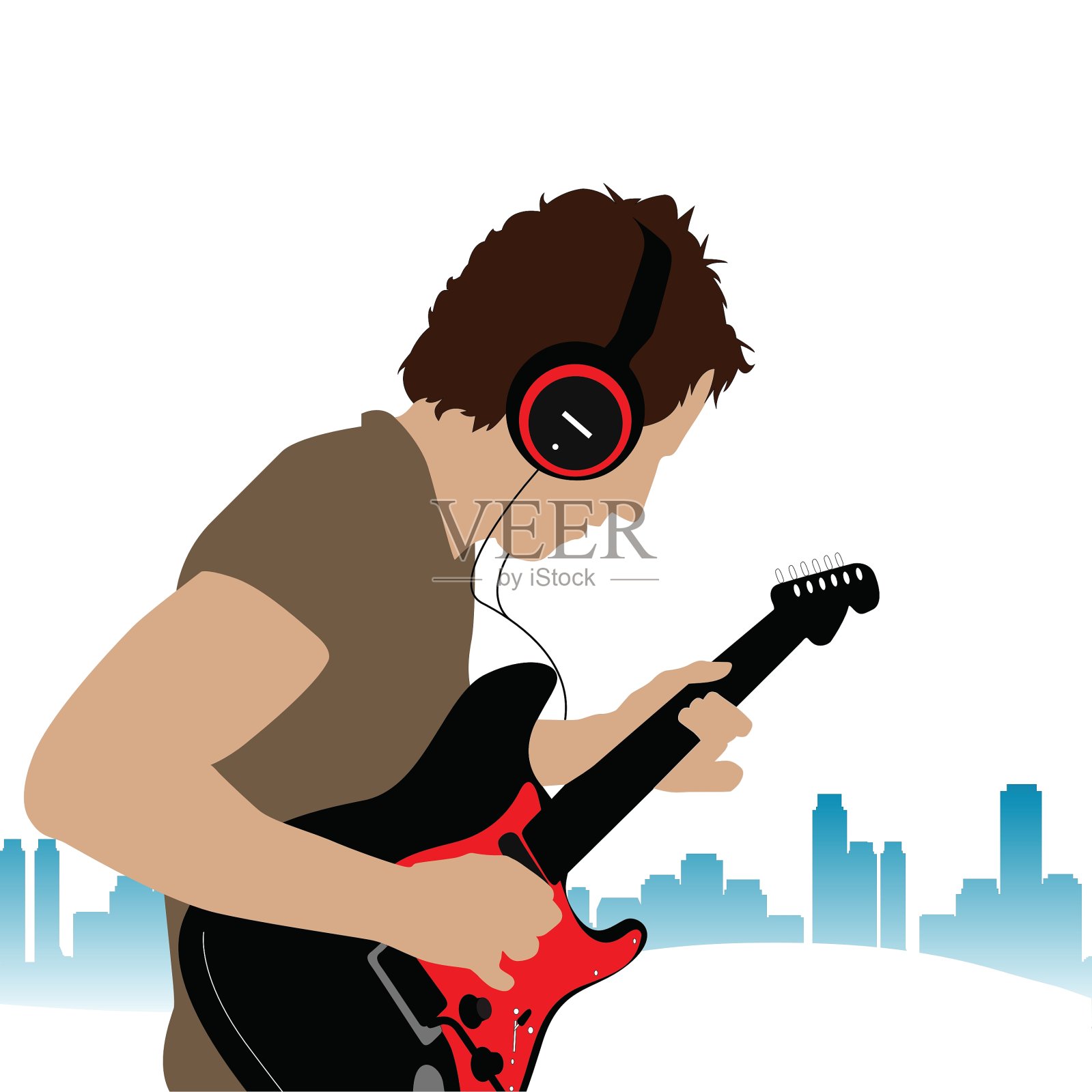 吉他的人插画图片素材