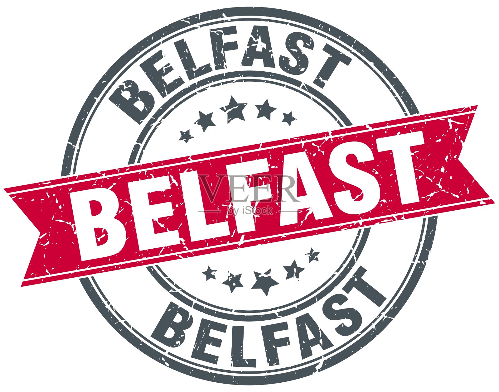 贝尔法斯特红色圆形垃圾复古缎带邮票插画图片素材