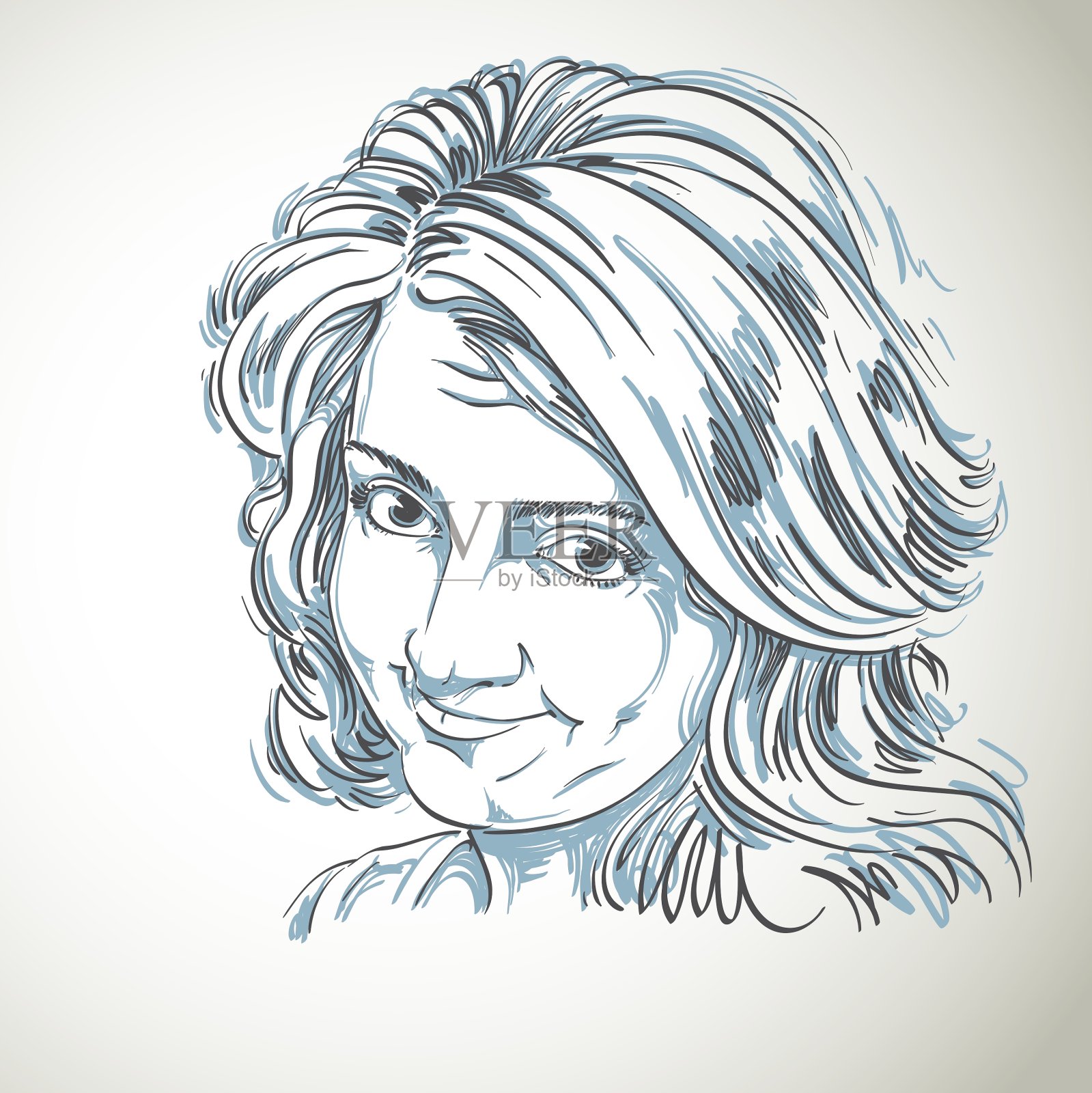 艺术肖像的天真的责备女孩插画图片素材