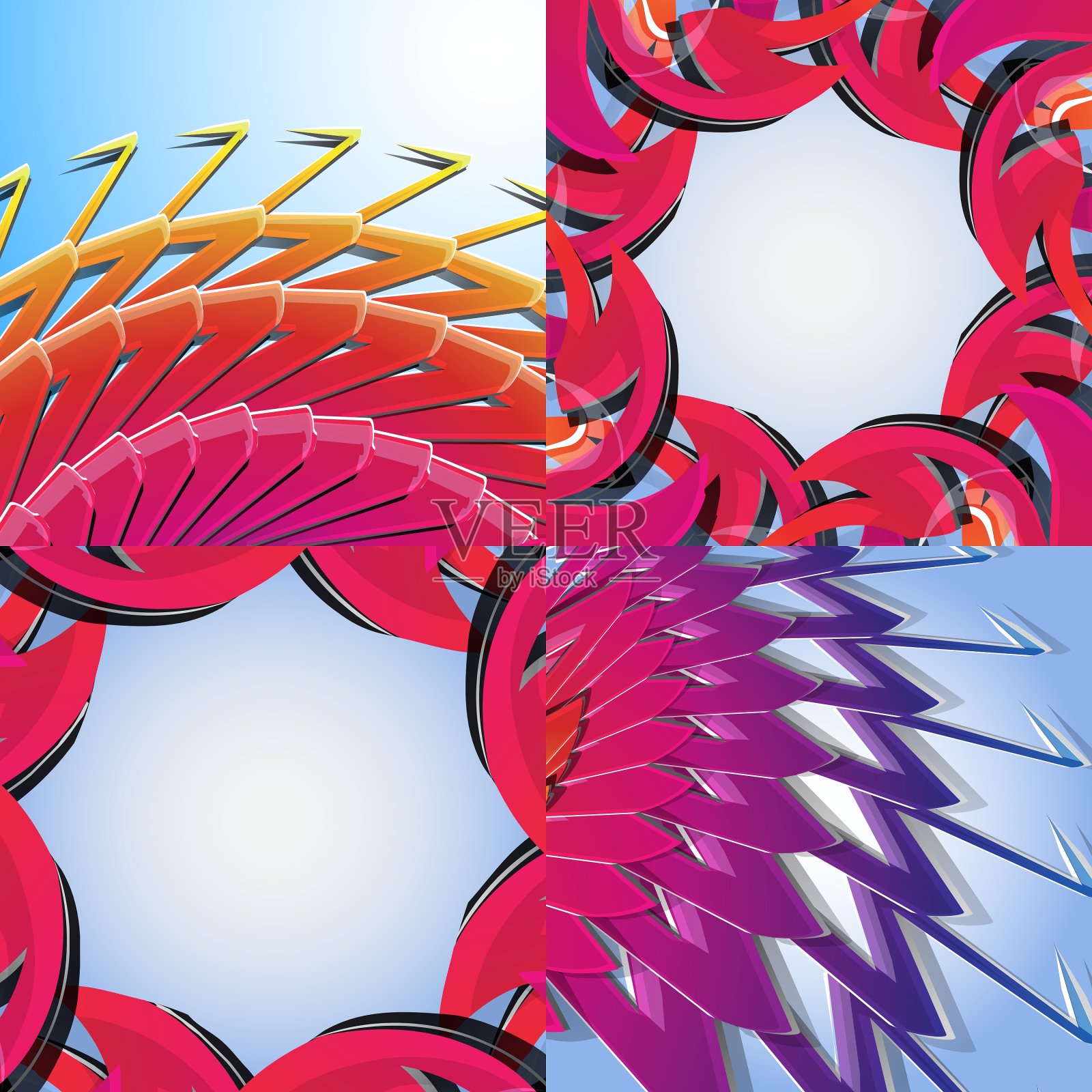 一套抽象的彩虹色背景插画图片素材