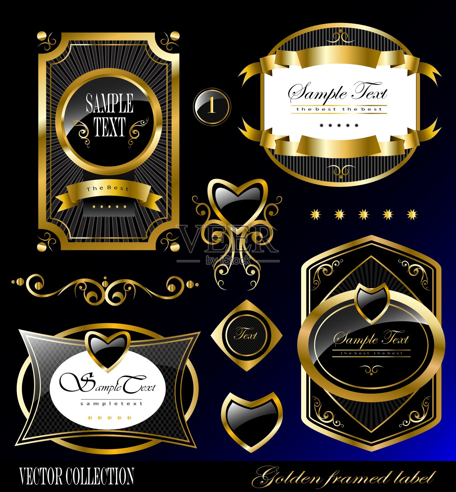 复古金色框标签插画图片素材