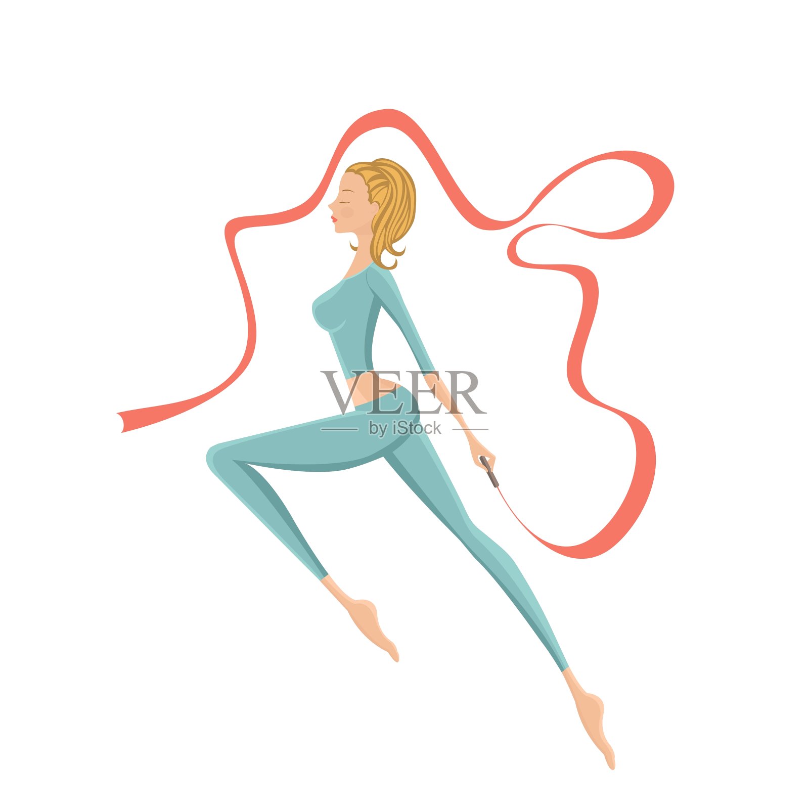 美丽的体操女孩用丝带表演设计元素图片