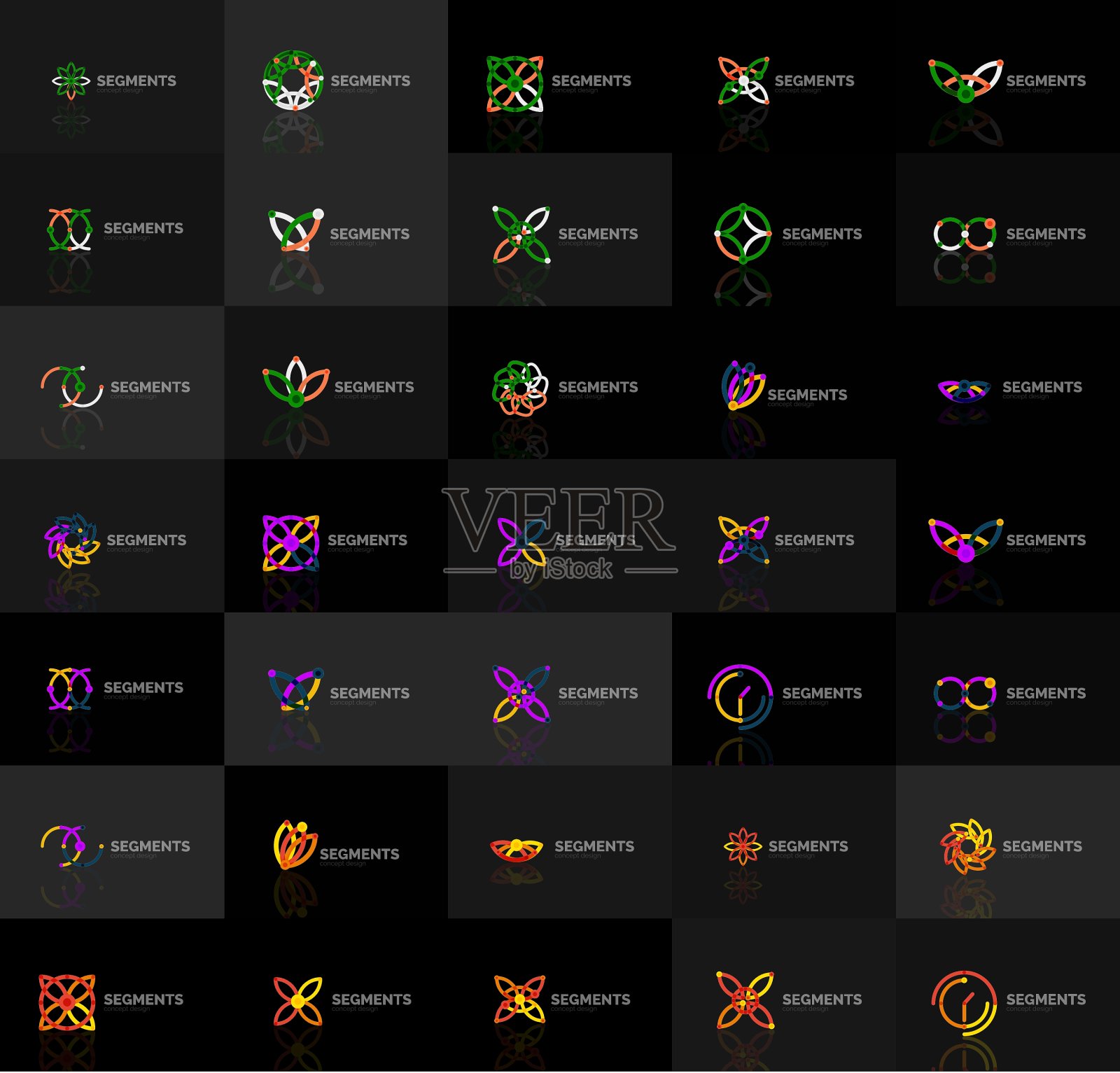 一组线性抽象logo漩涡圆插画图片素材