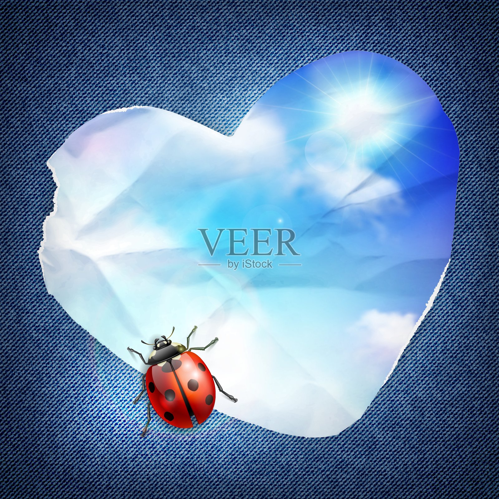 心形牛仔背景插画图片素材