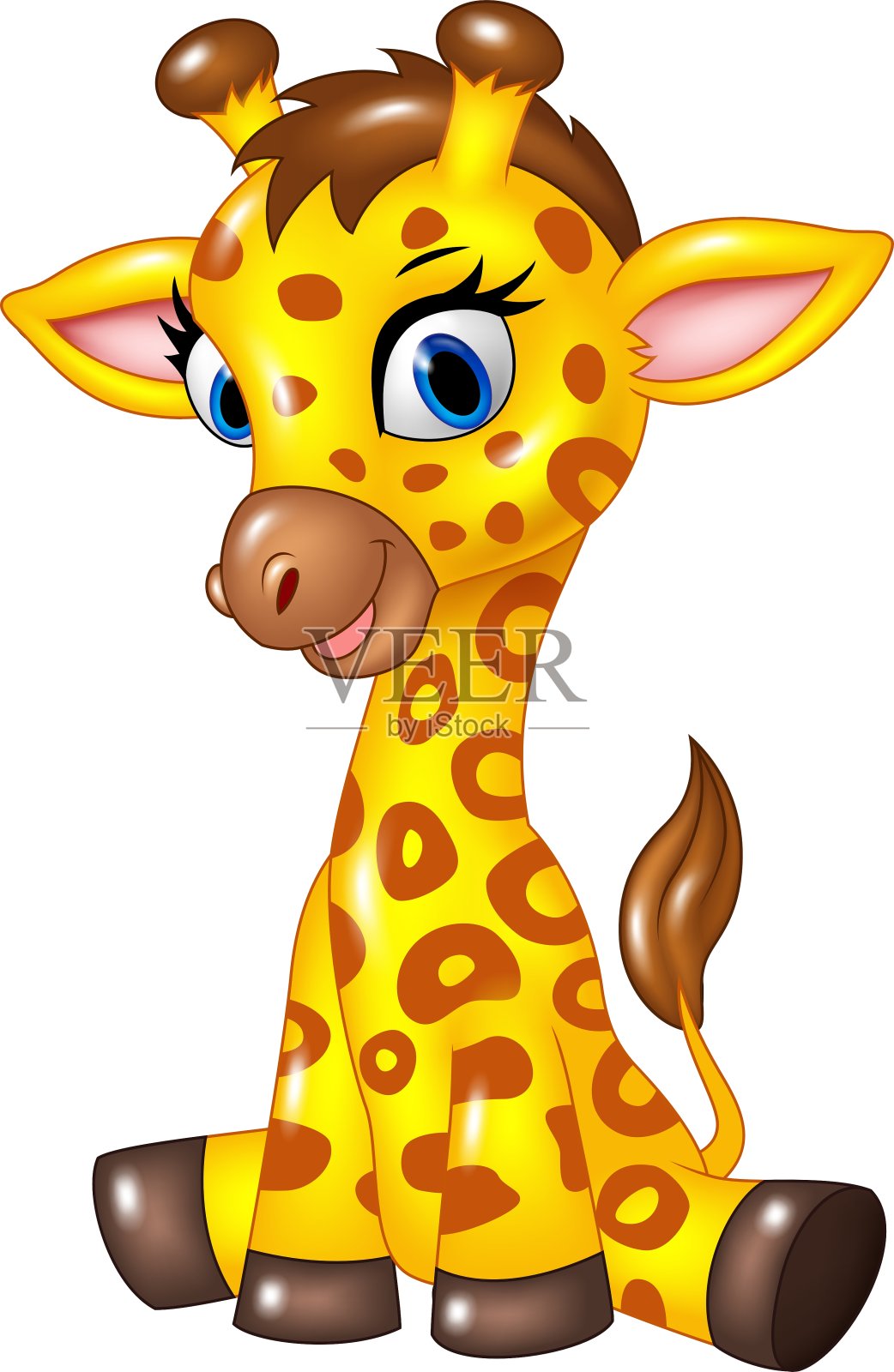 可爱的小长颈鹿独自坐着设计元素图片