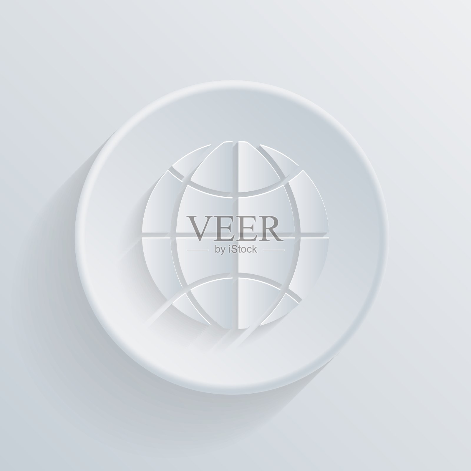 圆形平面图标与阴影符号的地球仪图标素材