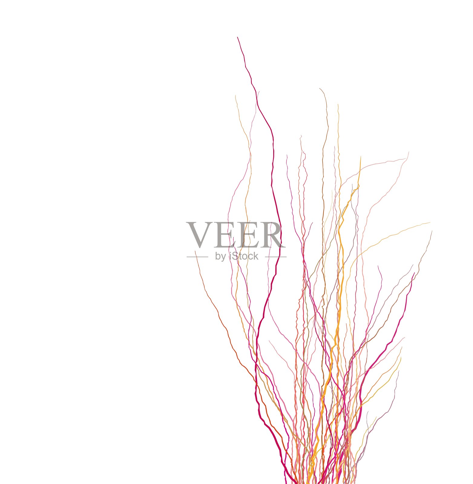 树枝剪影多色上白设计元素图片