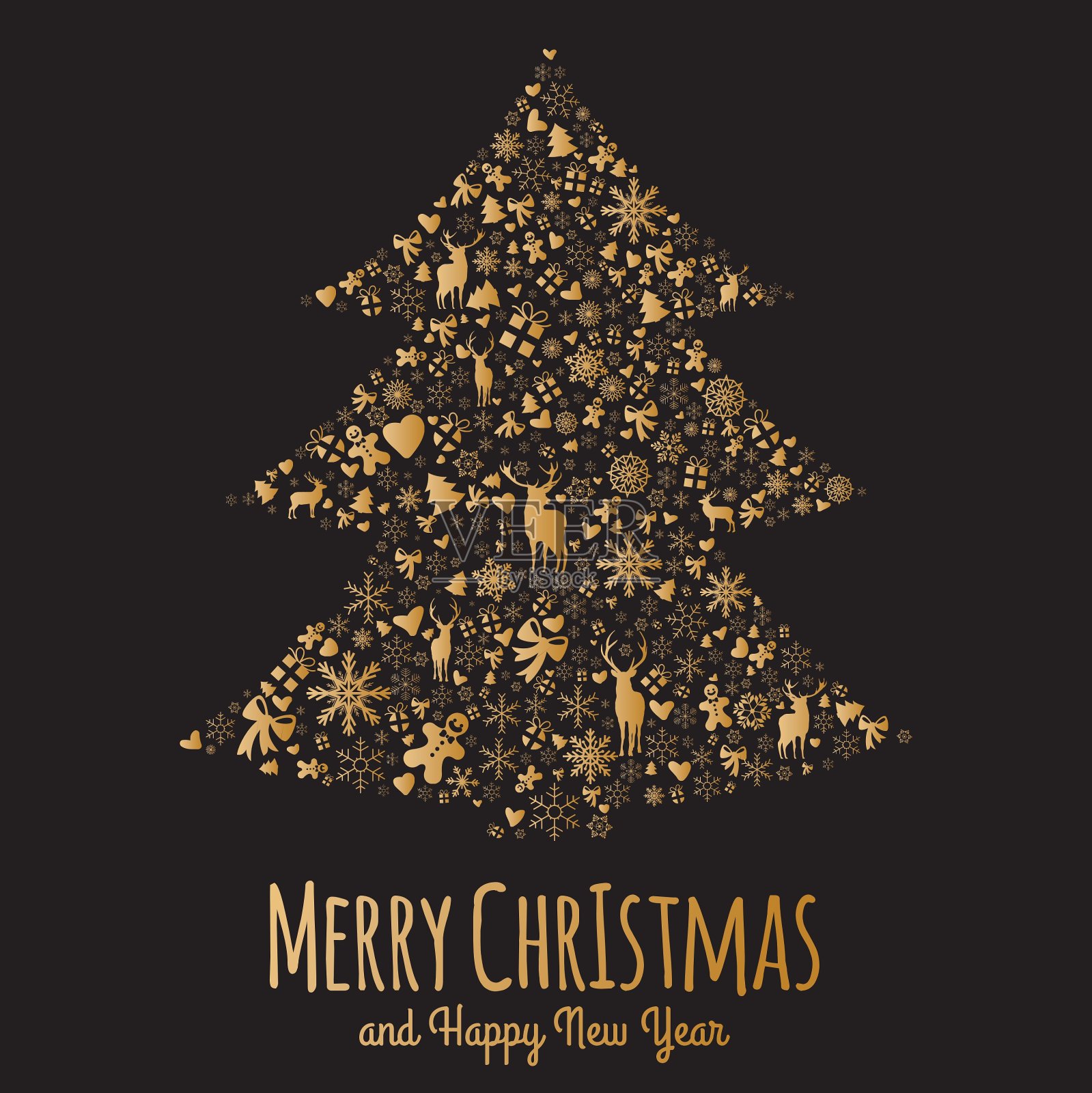 老式圣诞节元素插画图片素材