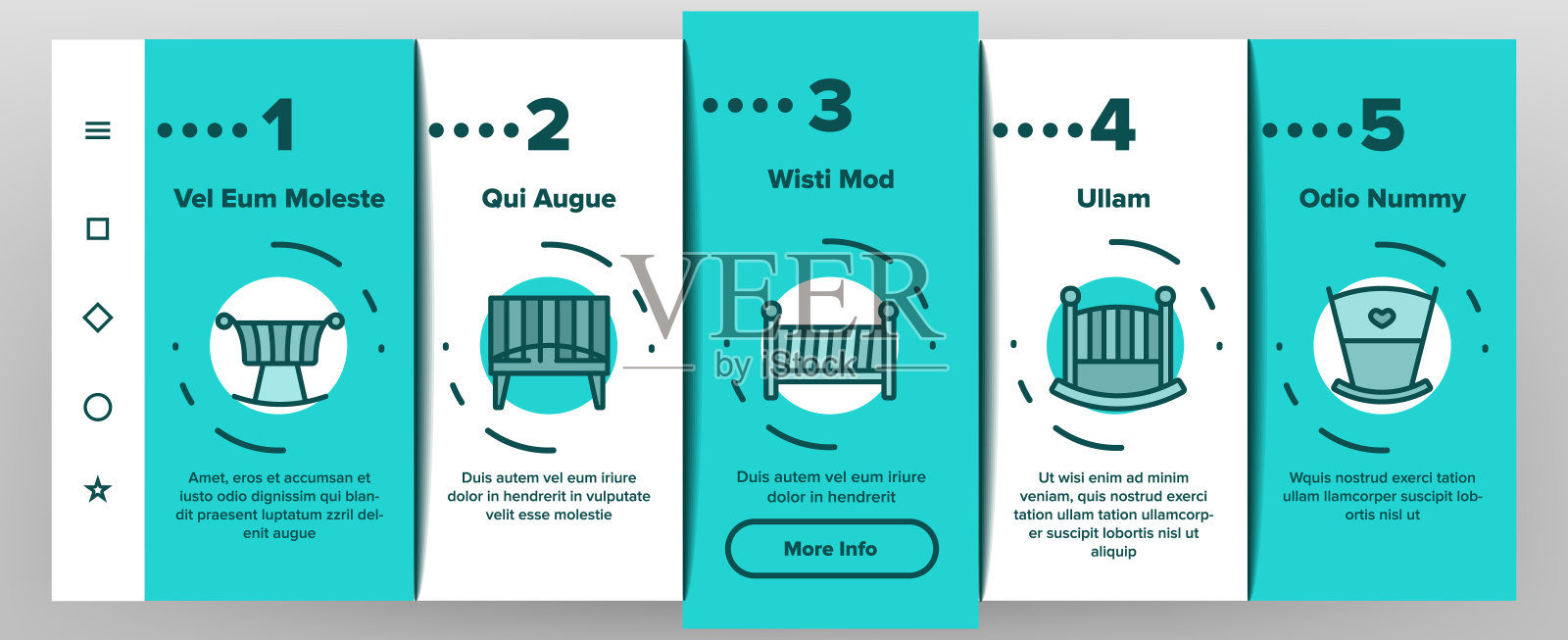 婴儿床上的图标设置矢量插画图片素材