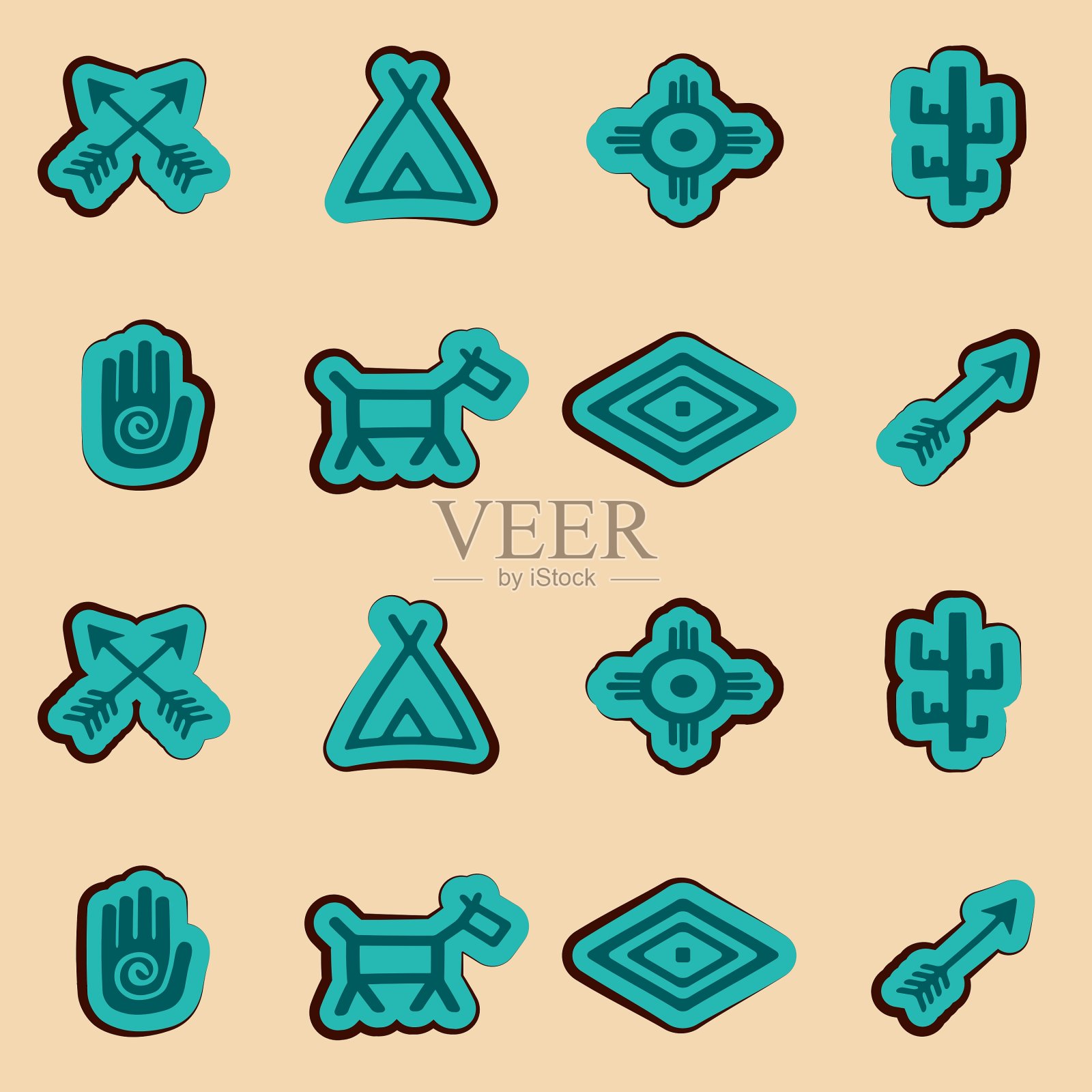 无缝的背景与美洲原住民的符号插画图片素材