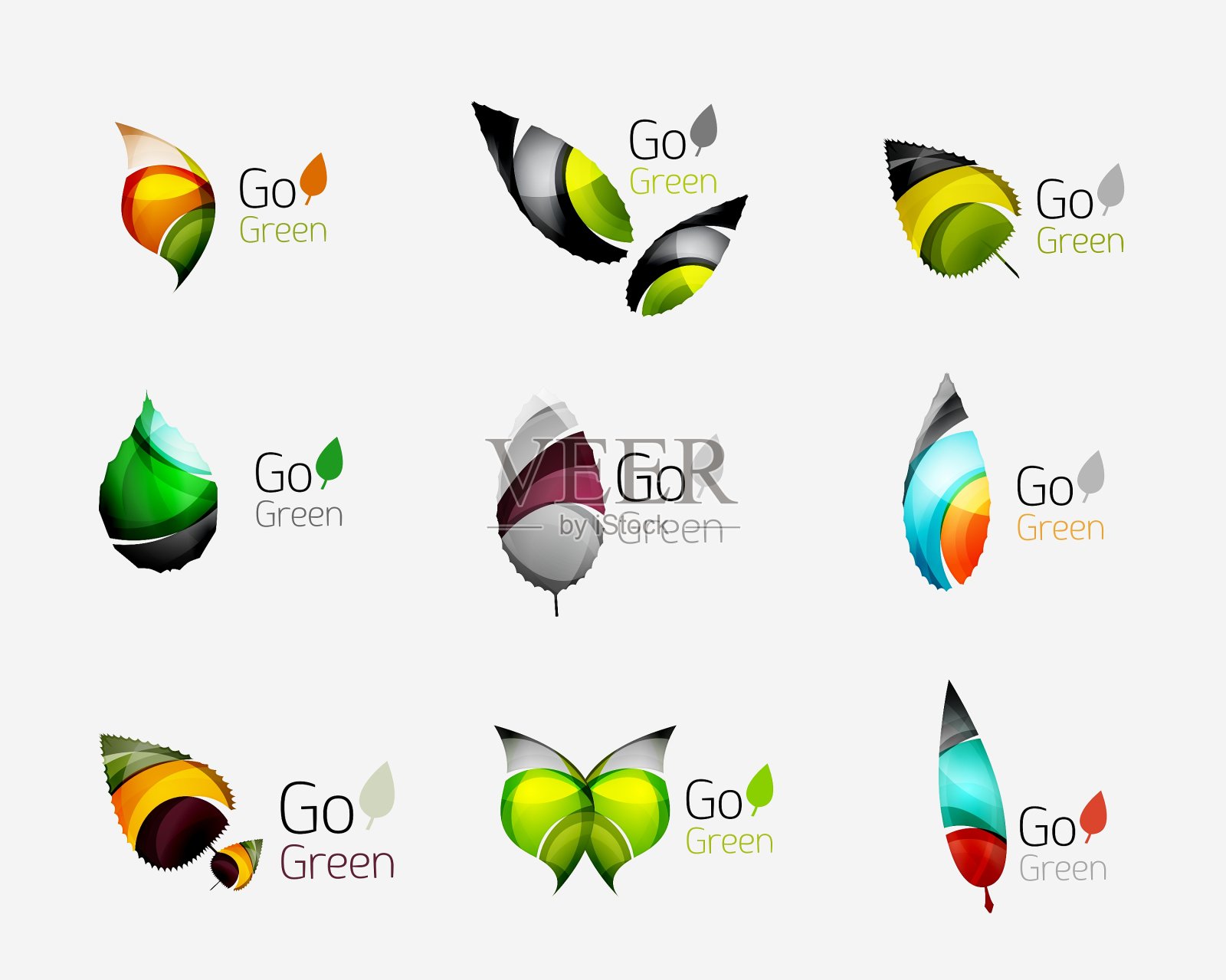 一套叶子标志图标素材